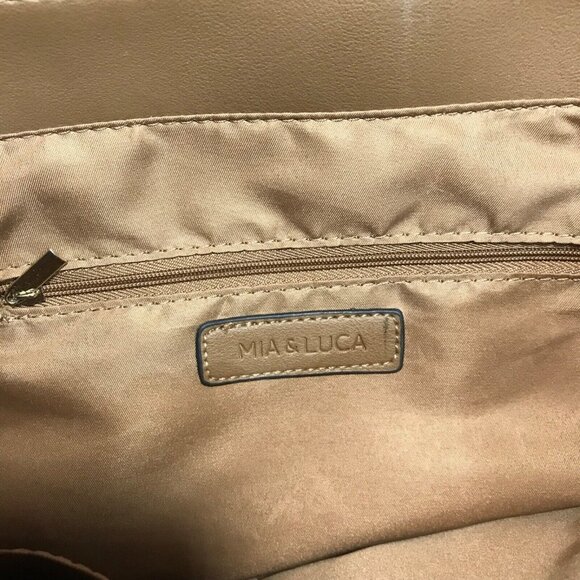 Bently Leather Mia & Luca Messenger Bag Purse Tan Shoulder Strap 18 X 11" Large - Picture 14 of 16